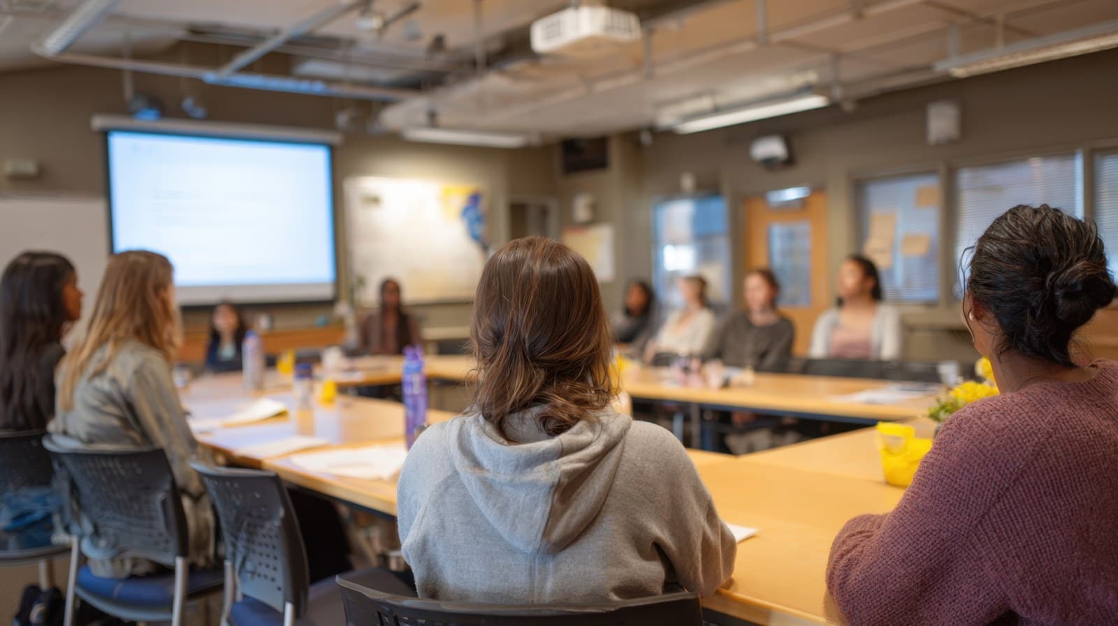 Een zaal met professionals tijdens een bijeenkomst